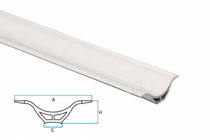 Profilo Raccordo Igienico Rigido Con Laterali Morbidi Bianco- - Mm. A=29 C=7 H=10 - Barra Mt.2,5 - 10 Pezzi