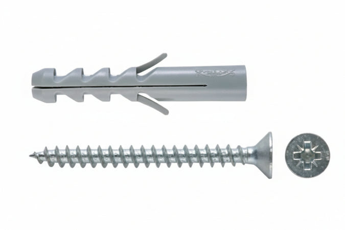 Tassello In Nylon Con Vite S-V- - Ø Mm.6X30 Vite Mm.4,5X40 - 100 Pezzi Fischer