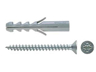 Tassello In Nylon Con Vite S-V- - Ø Mm.8X40 Vite Mm.5X50 - 50 Pezzi Fischer