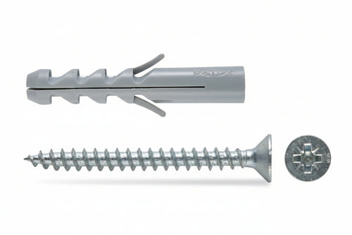Tassello In Nylon Con Vite S-V- - Ø Mm.8X40 Vite Mm.5X50 - 50 Pezzi Fischer