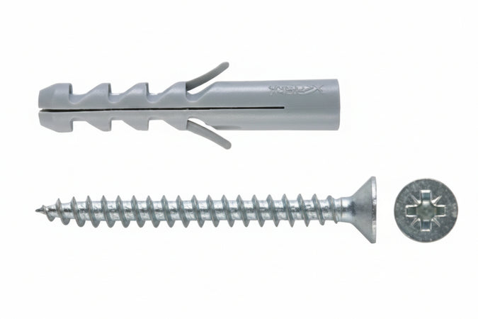 Tassello In Nylon Con Vite S-V- - Ø Mm.10X50 Vite Mm.6X60 - 25 Pezzi Fischer