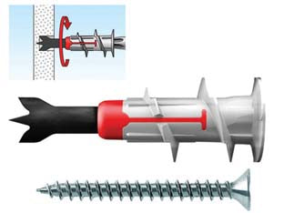 Tassello In Nylon Duoblade S- - Con Vite Truciolare A Testa Svasata Mm.4,5X40 - 20 Pezzi Fischer