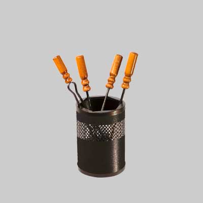Gruppo Camino Con Contenitore Ø Cm 18X50H - Made In Italy