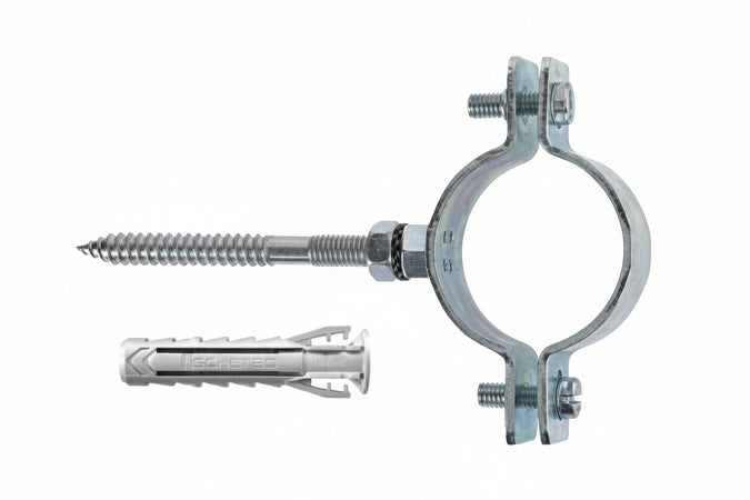Collari Pesanti In Acciaio Zincato Per Tubi Cpt- - 1/2 P/Tubi Ø Mm.19/22 Tassello Ø Mm.10 - 10 Pezzi Fischer