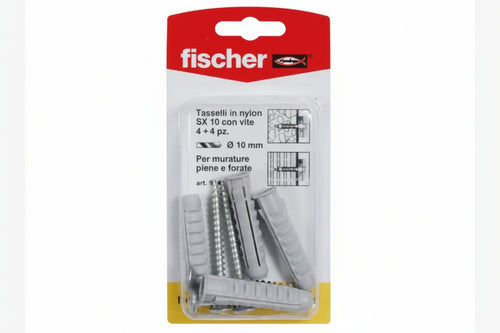 Tasselli In Nylon Con Vite Sx-Sk- - Ø Mm.10X50 Vite Mm.6X60 - 20 Blister Fischer