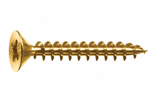 Viti Panel-Vit Testa Svasata Piana Acciaio Ottonato- - Ø Mm.3,5X30 - 500 Pezzi Mustad