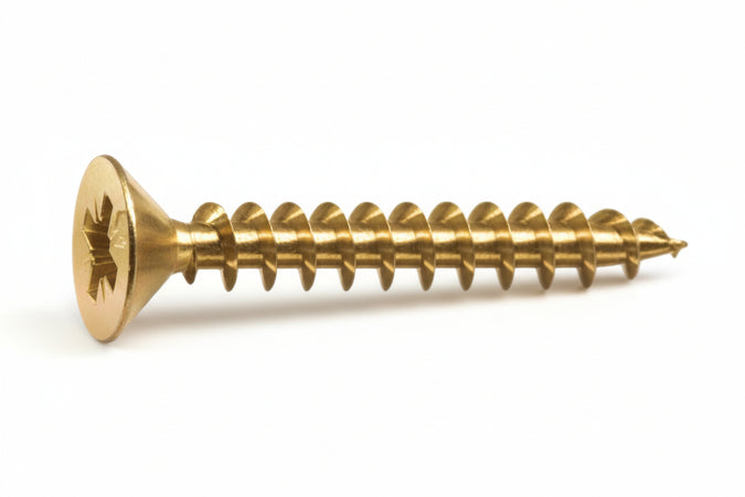 Viti Panel-Vit Testa Svasata Piana Acciaio Ottonato- - Ø Mm.3,5X40 - 500 Pezzi Mustad