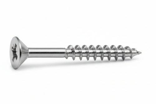 Viti Panel-Vit Pf Testa Svasata Piana Acciaio Chromiting- - Ø Mm.3,5X40 Filetto Mm.25 - 500 Pezzi Mustad