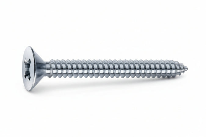 Viti Autofilettanti Testa Svasata Piana Acciaio Zincato Bianco- - Ø Mm.3,5X9.5 - 500 Pezzi Mustad