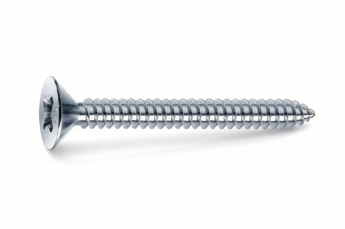 Viti Autofilettanti Testa Svasata Piana Acciaio Zincato Bianco- - Ø Mm.3,5X19 - 500 Pezzi Mustad