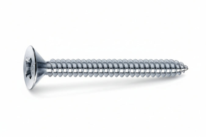 Viti Autofilettanti Testa Svasata Piana Acciaio Zincato Bianco- - Ø Mm.3,5X19 - 500 Pezzi Mustad