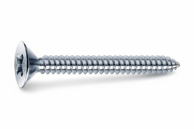 Viti Autofilettanti Testa Svasata Piana Acciaio Zincato Bianco- - Ø Mm.3,5X32 - 500 Pezzi Mustad