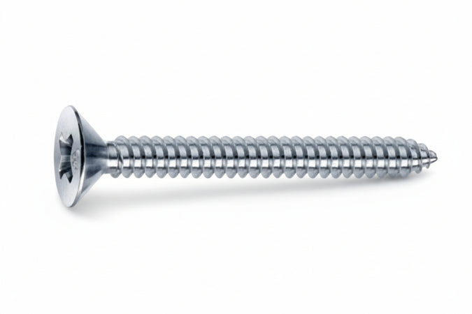 Viti Autofilettanti Testa Svasata Piana Acciaio Zincato Bianco- - Ø Mm.3,9X19 - 500 Pezzi Mustad