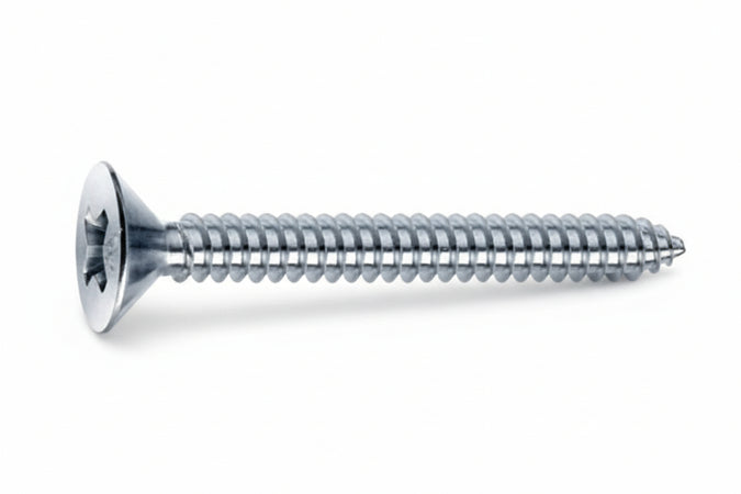 Viti Autofilettanti Testa Svasata Piana Acciaio Zincato Bianco- - Ø Mm.3,9X22 - 500 Pezzi Mustad