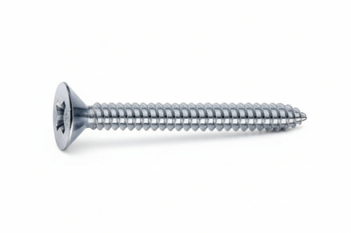 Viti Autofilettanti Testa Svasata Piana Acciaio Zincato Bianco- - Ø Mm.3,9X25 - 500 Pezzi Mustad