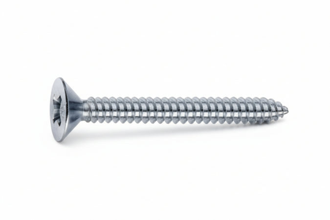 Viti Autofilettanti Testa Svasata Piana Acciaio Zincato Bianco- - Ø Mm.3,9X25 - 500 Pezzi Mustad