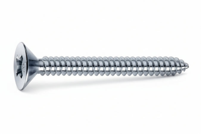 Viti Autofilettanti Testa Svasata Piana Acciaio Zincato Bianco- - Ø Mm.4,2X13 - 500 Pezzi Mustad