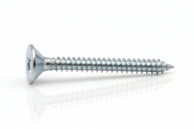 Viti Autofilettanti Testa Svasata Piana Acciaio Zincato Bianco- - Ø Mm.4,2X22 - 500 Pezzi Mustad