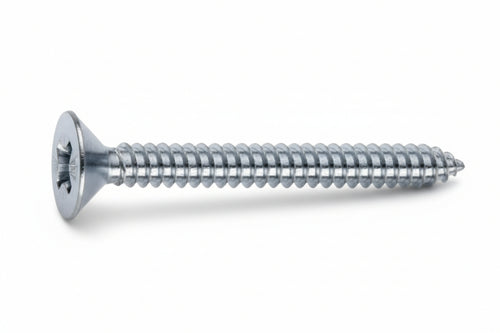 Viti Autofilettanti Testa Svasata Piana Acciaio Zincato Bianco- - Ø Mm.4,2X32 - 500 Pezzi Mustad