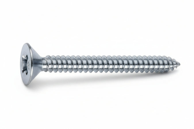 Viti Autofilettanti Testa Svasata Piana Acciaio Zincato Bianco- - Ø Mm.4,2X32 - 500 Pezzi Mustad