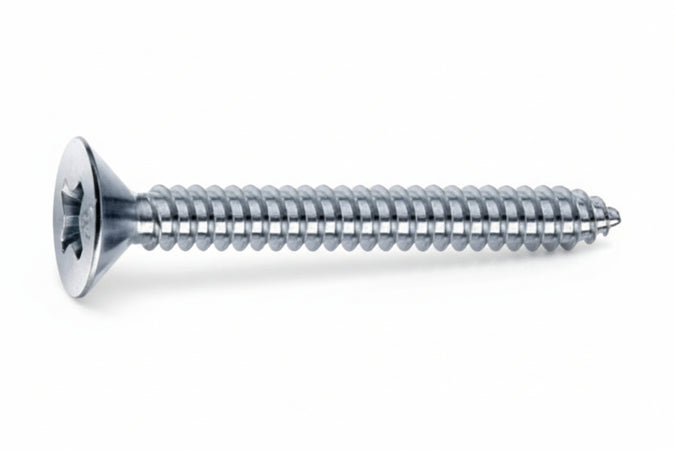 Viti Autofilettanti Testa Svasata Piana Acciaio Zincato Bianco- - Ø Mm.4.2X50 - 200 Pezzi Mustad
