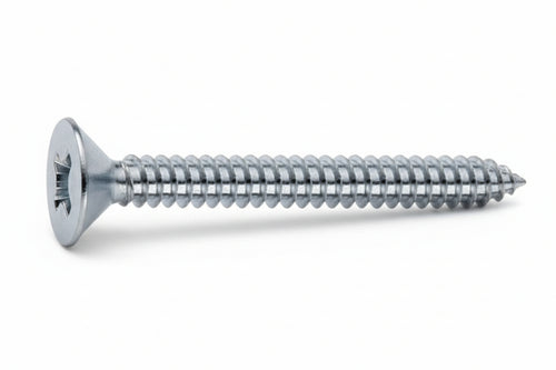 Viti Autofilettanti Testa Svasata Piana Acciaio Zincato Bianco- - Ø Mm.4,8X13 - 500 Pezzi Mustad