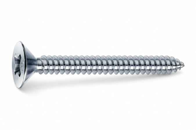 Viti Autofilettanti Testa Svasata Piana Acciaio Zincato Bianco- - Ø Mm.4,8X16 - 500 Pezzi Mustad