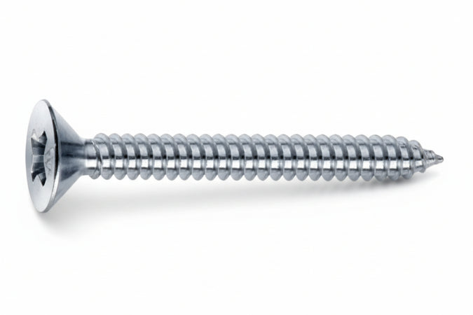 Viti Autofilettanti Testa Svasata Piana Acciaio Zincato Bianco- - Ø Mm.4,8X32 - 200 Pezzi Mustad
