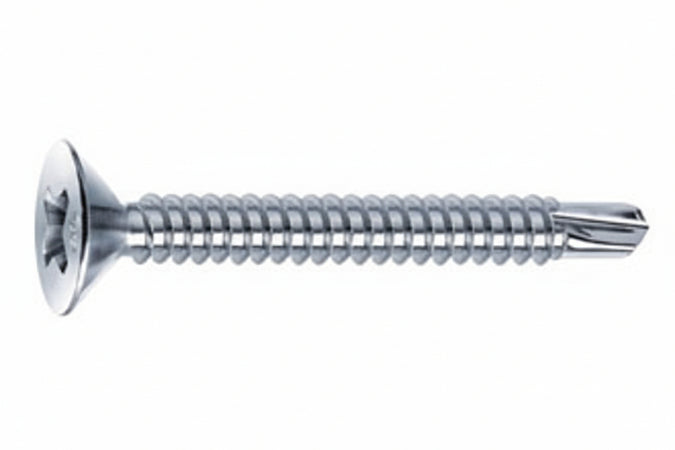 Viti Autoperforanti Testa Svasata Piana Acciaio Zincato Bianco- - Ø Mm.3,5X19 - 500 Pezzi Mustad