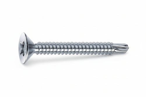 Viti Autoperforanti Testa Svasata Piana Acciaio Zincato Bianco- - Ø Mm.3,5X25 - 500 Pezzi Mustad