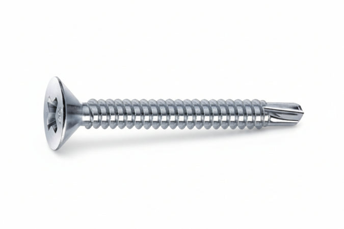 Viti Autoperforanti Testa Svasata Piana Acciaio Zincato Bianco- - Ø Mm.3,5X25 - 500 Pezzi Mustad