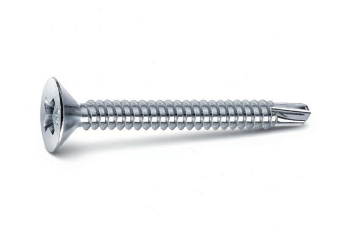 Viti Autoperforanti Testa Svasata Piana Acciaio Zincato Bianco- - Ø Mm.3,9X45 - 200 Pezzi Mustad