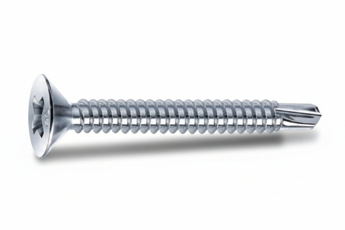 Viti Autoperforanti Testa Svasata Piana Acciaio Zincato Bianco- - Ø Mm.3,9X50 - 200 Pezzi Mustad