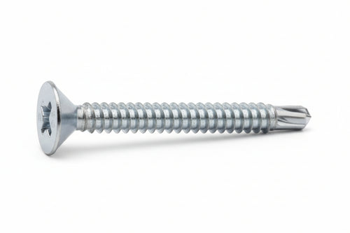 Viti Autoperforanti Testa Svasata Piana Acciaio Zincato Bianco- - Ø Mm.4,2X19 - 500 Pezzi Mustad