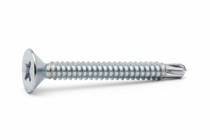 Viti Autoperforanti Testa Svasata Piana Acciaio Zincato Bianco- - Ø Mm.4,2X19 - 500 Pezzi Mustad