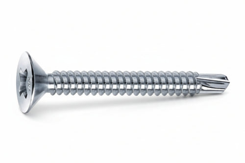 Viti Autoperforanti Testa Svasata Piana Acciaio Zincato Bianco- - Ø Mm.4,2X25 - 500 Pezzi Mustad