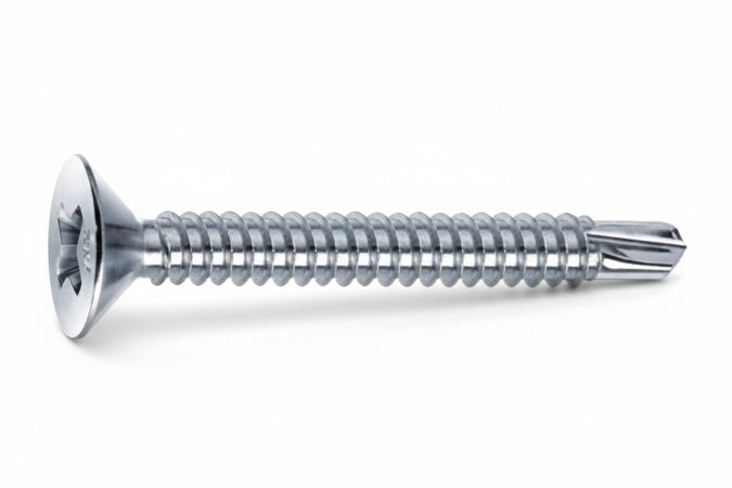 Viti Autoperforanti Testa Svasata Piana Acciaio Zincato Bianco- - Ø Mm.4,2X25 - 500 Pezzi Mustad
