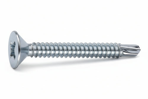 Viti Autoperforanti Testa Svasata Piana Acciaio Zincato Bianco- - Ø Mm.4,2X32 - 500 Pezzi Mustad
