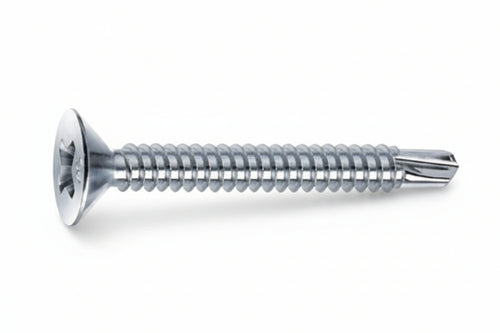 Viti Autoperforanti Testa Svasata Piana Acciaio Zincato Bianco- - Ø Mm.4,2X38 - 500 Pezzi Mustad
