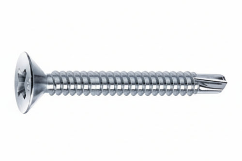Viti Autoperforanti Testa Svasata Piana Acciaio Zincato Bianco- - Ø Mm.4,8X19 - 500 Pezzi Mustad