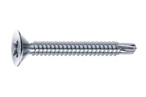 Viti Autoperforanti Testa Svasata Piana Acciaio Zincato Bianco- - Ø Mm.4,8X25 - 500 Pezzi Mustad