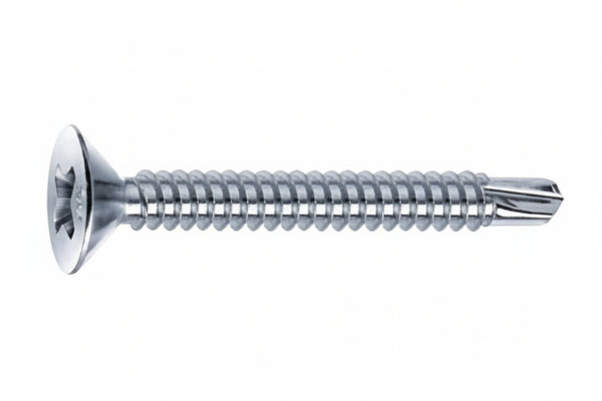Viti Autoperforanti Testa Svasata Piana Acciaio Zincato Bianco- - Ø Mm.4,8X25 - 500 Pezzi Mustad
