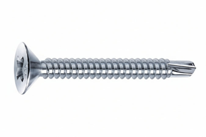 Viti Autoperforanti Testa Svasata Piana Acciaio Zincato Bianco- - Ø Mm.4,8X38 - 200 Pezzi Mustad