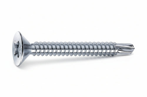 Viti Autoperforanti Testa Svasata Piana Acciaio Zincato Bianco- - Ø Mm.4,8X70 - 200 Pezzi Mustad