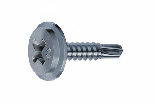 Viti Autoperforanti Testa Piatta E Larga In Acciaio Zincato- - Ø Mm.4,8X25 - 500 Pezzi Mustad