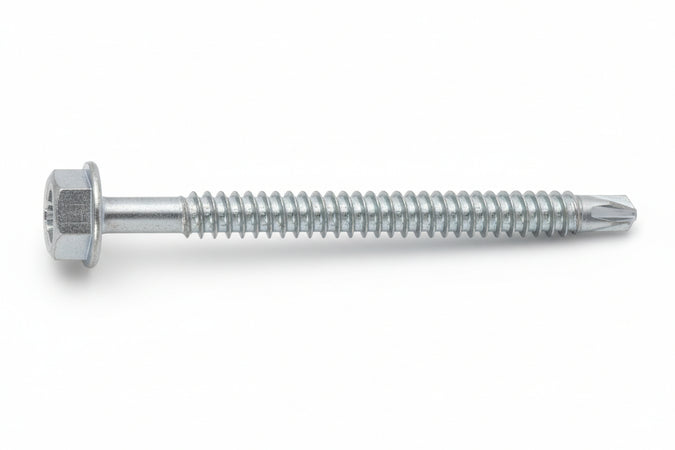 Vite Tirafondi Per Metallo Autoperforante In Acciaio Zincato Bianco- - Ø Mm.6,3X150 - 100 Pezzi Ambrovit