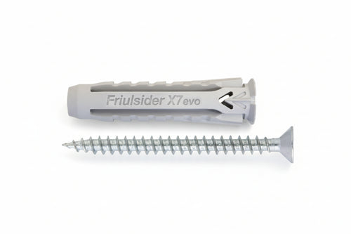 Tassello In Nylon Universale Vite Tps Truciolare Zincata Bianca X1 Evo- - Ø Mm.8X40 Vite Ø Mm.5X50 Spes.Fissaggio Mm.5 - 50 Pezzi Friulsider