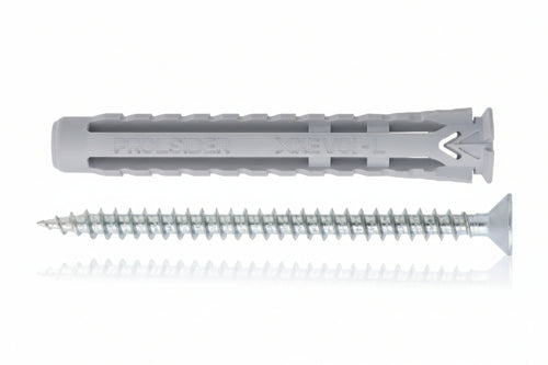 Tassello Nylon Universale Vite Tps Truciolare Zincata Bianca X1 Evo-L- - Ø Mm.6X50 Vite Ø Mm.4,5X60 Spes.Fissaggio Mm.5 - 100 Pezzi Friulsider