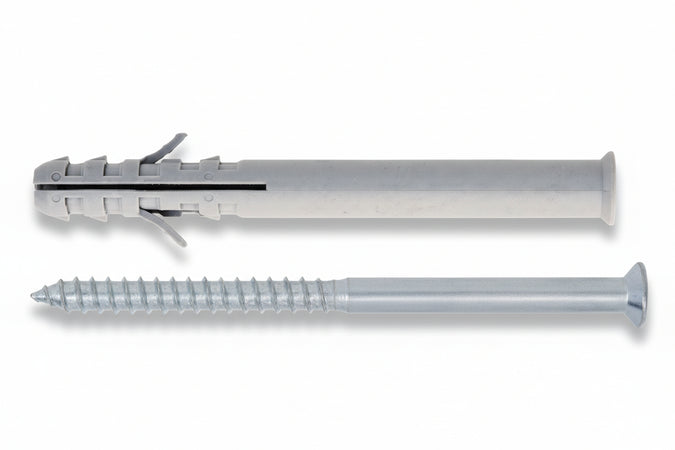 Tassello Prolungato In Nylon Per Serramenti Con Vite Zincata Bianca Tup- - Ø Mm.10X60 Vite Ø Mm.7X70 Spess. Fiss. Mm.10 - 50 Pezzi Friulsider