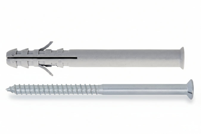 Tassello Prolungato In Nylon Per Serramenti Con Vite Zincata Bianca Tup- - Ø Mm.10X115 Vite Ø Mm.7X125 Spess. Fiss. Mm.65 - 50 Pezzi Friulsider